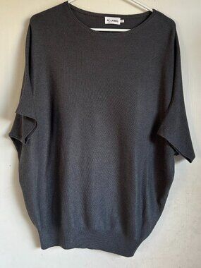 R Label - Grey Cashmere Short Sleeve Pullover Sweater